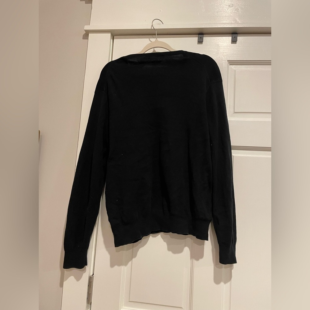 POLO Ralph Lauren Purple Label Black V Neck Sweater Pima Cotton - Picture 4 of 4